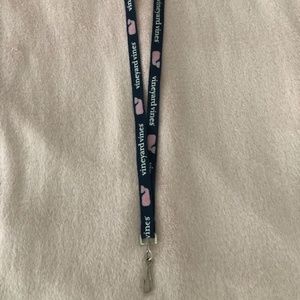Vineyard Vines Navy and Pink whale logo lanyard